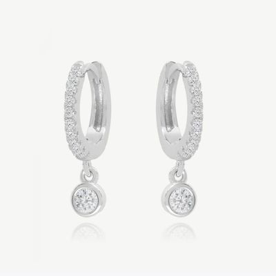18K Vàng S925 Bạc Mini Huggies Đơn lẻ Bezel Stone Hoops Bắt tai cho phụ nữ