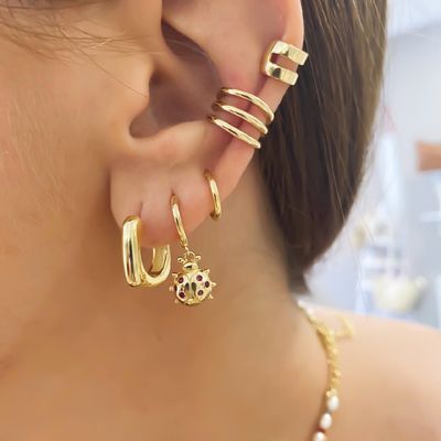 BÁO GÌ ĐÁO 18K Vàng Vàng Hoop Huggie Sterling bạc 925 đồ trang sức cho phụ nữ
