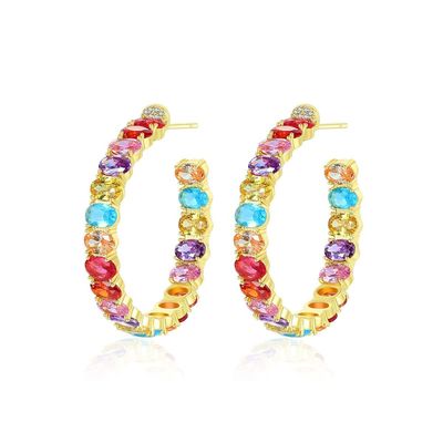 Vàng màu sắc 18K Brazil Hoop Bàn tai cắt bằng đồng hình bầu dục Bàn tai Hoop