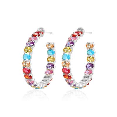 Vàng màu sắc 18K Brazil Hoop Bàn tai cắt bằng đồng hình bầu dục Bàn tai Hoop