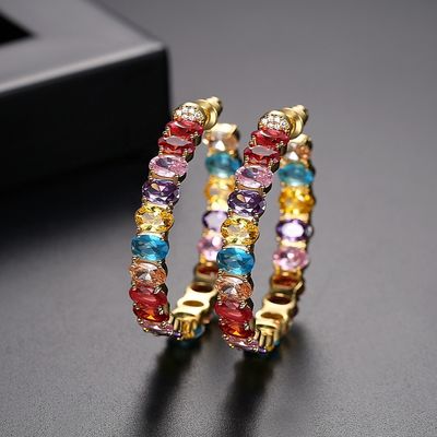 Vàng màu sắc 18K Brazil Hoop Bàn tai cắt bằng đồng hình bầu dục Bàn tai Hoop