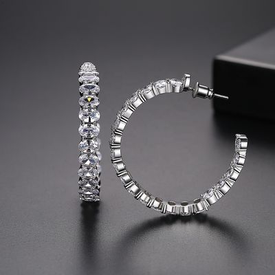 Vàng màu sắc 18K Brazil Hoop Bàn tai cắt bằng đồng hình bầu dục Bàn tai Hoop