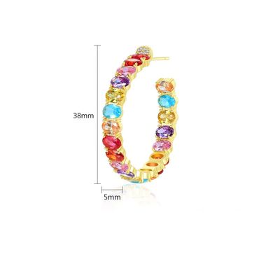Vàng màu sắc 18K Brazil Hoop Bàn tai cắt bằng đồng hình bầu dục Bàn tai Hoop