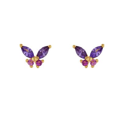 18K vàng Marquise cắt Turquoise CZ 925 Sterling bạc Bướm Stud tai dây phụ nữ