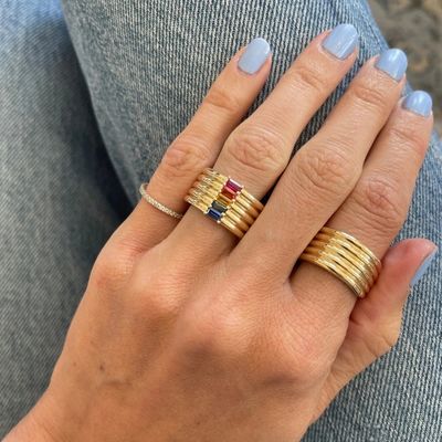 18K vàng bọc cầu vồng Baguette cắt CZ đa thời trang 925 Sterling bạc nữ nhẫn