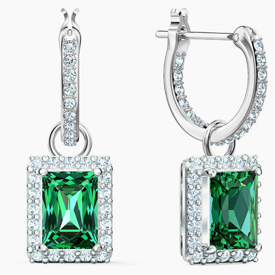 Green CZ Diamond 925 Sterling Silver Classic Hoop Hoop Hoop Hoop cho thời trang nữ