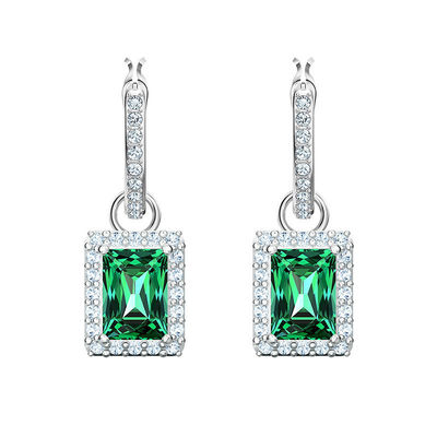 Green CZ Diamond 925 Sterling Silver Classic Hoop Hoop Hoop Hoop cho thời trang nữ