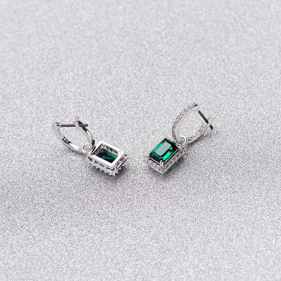 Green CZ Diamond 925 Sterling Silver Classic Hoop Hoop Hoop Hoop cho thời trang nữ
