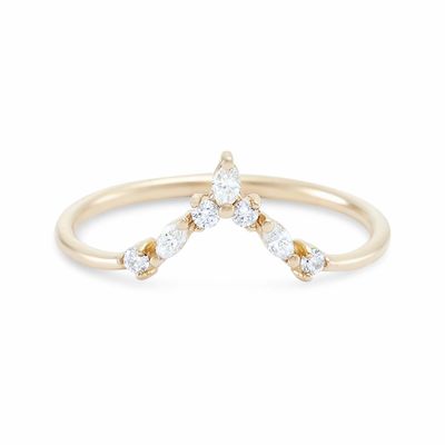 Nhẫn xếp chồng hình chữ V với vòng và màu trắng Marquise CZ trong 925 Sterling Silver