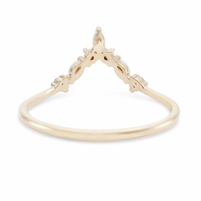 Nhẫn xếp chồng hình chữ V với vòng và màu trắng Marquise CZ trong 925 Sterling Silver