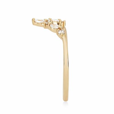Nhẫn xếp chồng hình chữ V với vòng và màu trắng Marquise CZ trong 925 Sterling Silver