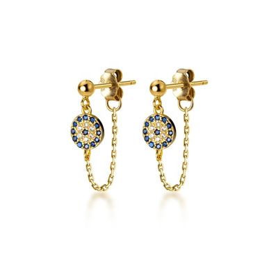 925 Sterling bạc CZ kim cương vàng mạ tai đeo mắt cho phụ nữ bạc / đồng