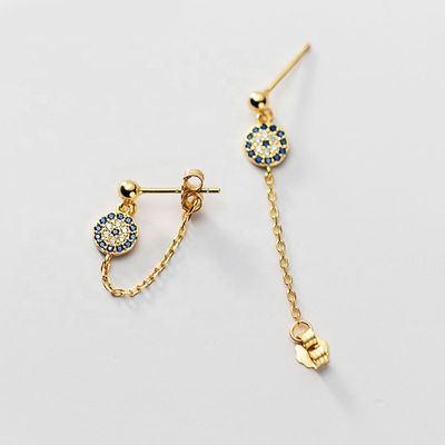 925 Sterling bạc CZ kim cương vàng mạ tai đeo mắt cho phụ nữ bạc / đồng