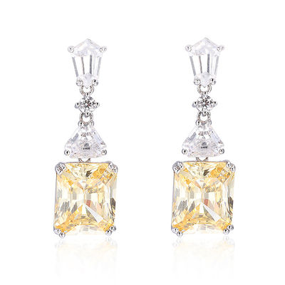 Vàng CZ Bỏ tai vàng Bạch vàng 925 hình khối Zirconia Bỏ tai