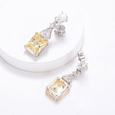 Vàng CZ Bỏ tai vàng Bạch vàng 925 hình khối Zirconia Bỏ tai