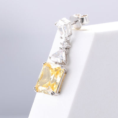 Vàng CZ Bỏ tai vàng Bạch vàng 925 hình khối Zirconia Bỏ tai
