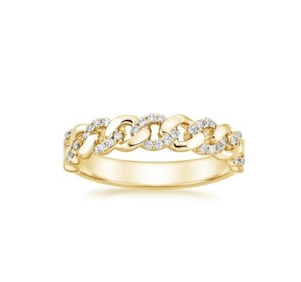 Micron Pave CZ 18K Vàng đắp chuỗi liên kết 925 Sterling bạc nhẫn phụ nữ