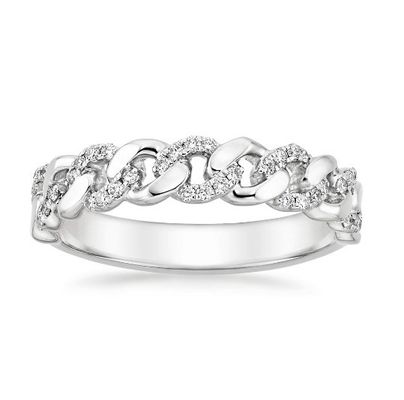 Micron Pave CZ 18K Vàng đắp chuỗi liên kết 925 Sterling bạc nhẫn phụ nữ