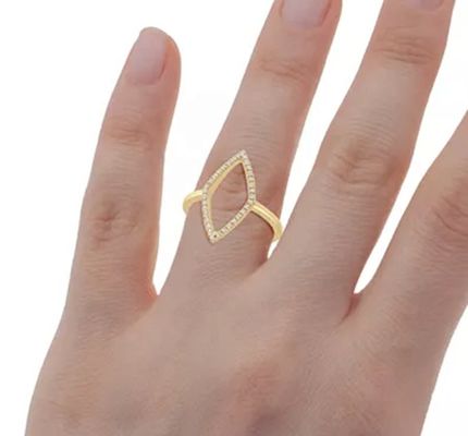Hôn nhân Trắng CZ Rhombus tuyên bố Nhẫn Vàng 925 Sterling bạc đồ trang sức cho phụ nữ