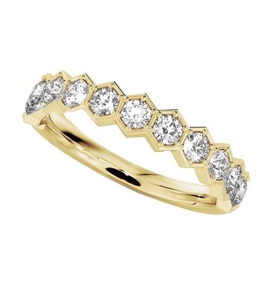 US5-US11 Honeycomb Wedding Band Vàng bọc 925 Sterling Vàng Nhẫn