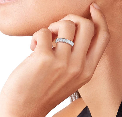 US5-US11 Honeycomb Wedding Band Vàng bọc 925 Sterling Vàng Nhẫn