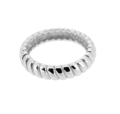 Độ rộng 6mm Vòng đính hôn xoắn bạc 18K vàng Rhodium màu xoắn bạc