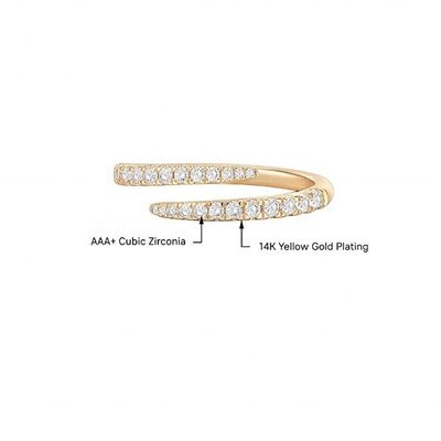 14K vàng bọc cubic Zirconia mở Twist Eternity Band nhẫn ECO thân thiện