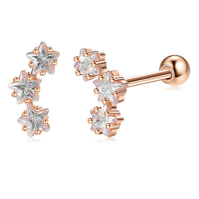 18K vàng bọc 925 Sterling Silver Star Cubic Zirconia Stud Bàn tai cho phụ nữ phụ kiện
