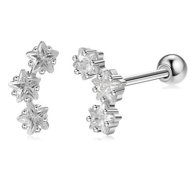 18K vàng bọc 925 Sterling Silver Star Cubic Zirconia Stud Bàn tai cho phụ nữ phụ kiện
