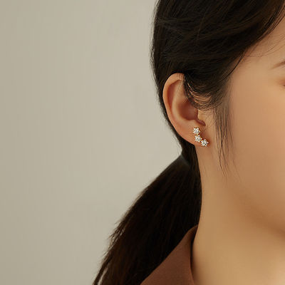 18K vàng bọc 925 Sterling Silver Star Cubic Zirconia Stud Bàn tai cho phụ nữ phụ kiện