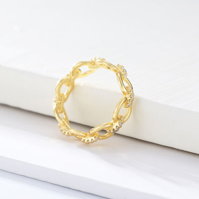 Hình dạng chuỗi tinh tế CZ Kim cương nhẫn vĩnh cửu 925 bạc Sterling cho đồ trang sức nam