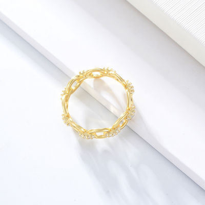 Hình dạng chuỗi tinh tế CZ Kim cương nhẫn vĩnh cửu 925 bạc Sterling cho đồ trang sức nam