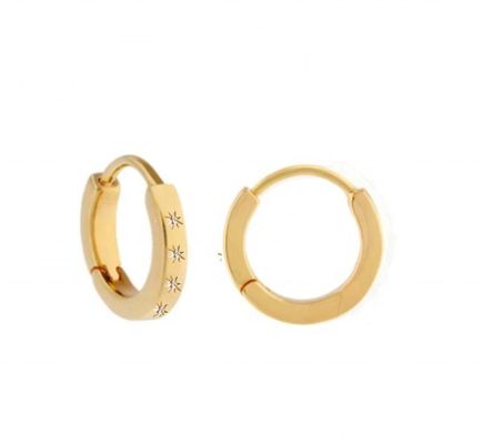 Chiếc bông tai phong cách 14K vàng Vermeil Star Set Kim cương ôm vòng tròn cho phong cách dễ dàng