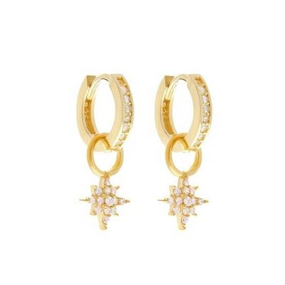 925 Sterling Silver Mini Starburst Pave CZ Huggie Bàn tai với vận chuyển nhanh chóng và an toàn