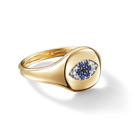Bộ sưu tập cáp Brazil Evil Eye Mini Pinky Ring 18K vàng trắng CZ 925 bạc