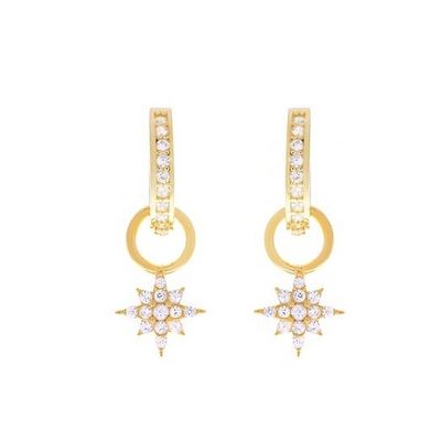 925 Sterling Silver Mini Starburst Pave CZ Huggie Bàn tai với vận chuyển nhanh chóng và an toàn