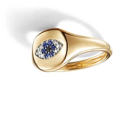 Bộ sưu tập cáp Brazil Evil Eye Mini Pinky Ring 18K vàng trắng CZ 925 bạc
