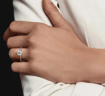 925 Sterling Silver Brazil Tròn Trắng CZ Chiếc nhẫn đính hôn Đồ trang sức