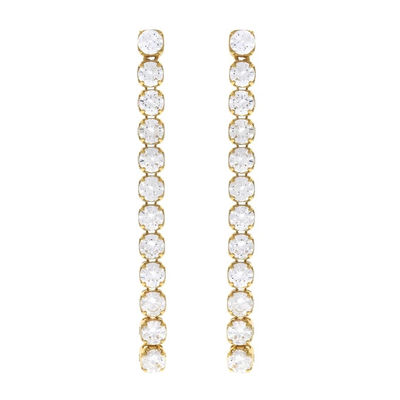 Hôn nhân Sự kiện Rhodium bọc 925 Sterling Silver Glittery Tennis Chain Drop Bỏ tai