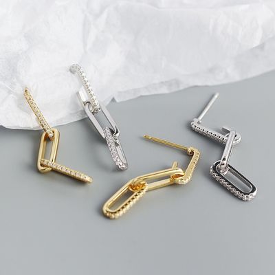 Nhẫn dây chuyền hình chữ nhật trong bạc 925 Sterling cho đêm phụ nữ