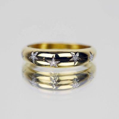 Chiếc nhẫn mái vòm 14k 18k vàng Chunky Star Set Nhẫn kim cương cho trang phục phong cách
