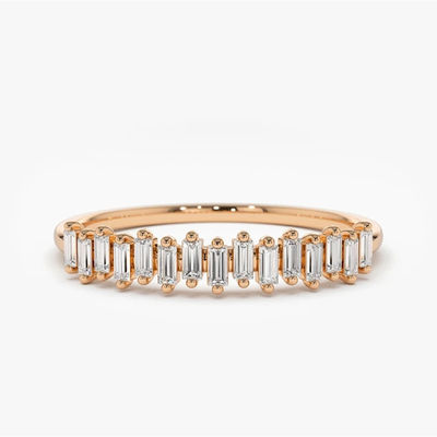 925 Sterling Silver CZ Diamond Baguette Chiếc nhẫn vĩnh cửu nữ với vàng vàng