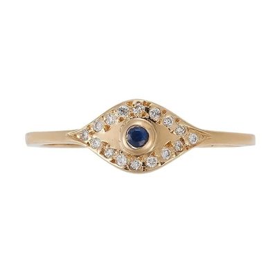 925 Sterling Silver Evil Eye Nhẫn băng kim cương với bọc bạc theo phong cách cổ điển