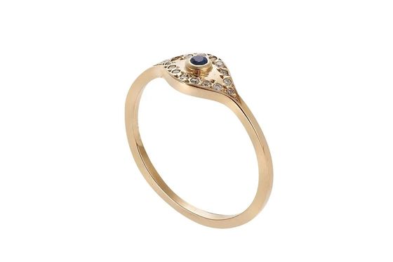 925 Sterling Silver Evil Eye Nhẫn băng kim cương với bọc bạc theo phong cách cổ điển