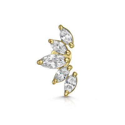 Bọc vàng Rhodium Stud Bàn tai màu trắng CZ cho phụ nữ