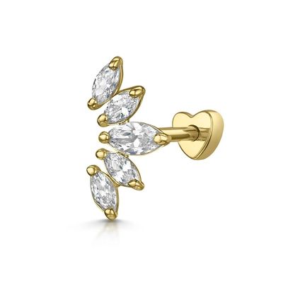 Bọc vàng Rhodium Stud Bàn tai màu trắng CZ cho phụ nữ