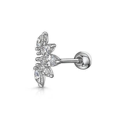 Bọc vàng Rhodium Stud Bàn tai màu trắng CZ cho phụ nữ