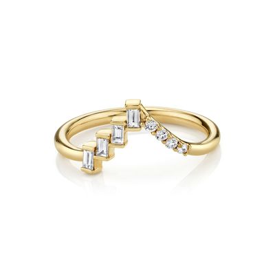 Ưu tiên OEM Kim cương tròn và Baguettes tam giác Eclectic nhẫn bạc cho phụ nữ