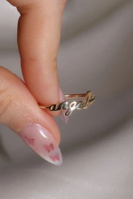 Nhẫn tên thiên thần bằng vàng rắn cho phụ nữ làm bằng tay Glitter 925 Sterling Silver Modern N/A