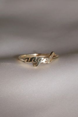 Nhẫn tên thiên thần bằng vàng rắn cho phụ nữ làm bằng tay Glitter 925 Sterling Silver Modern N/A